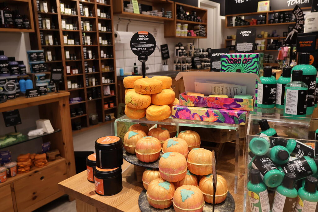 Autumn display in the Lush store